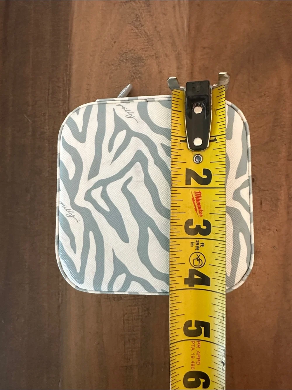 Milly Zebra-Print Jewelry Travel Case in White and Gray